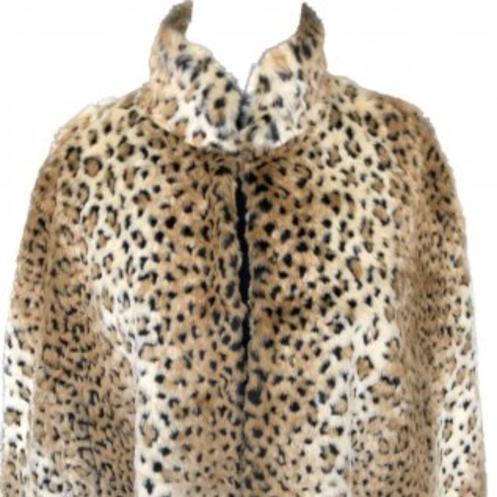 Animal print sheared Faux cape